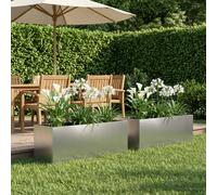 vidaXL Cache-pot de jardin 2 pc Argenté 80 x 30 x 30 cm