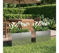 vidaXL Jardinières pour plantes, lot de 2, argent, 80 x 30 x 40 cm