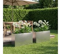 vidaXL Jardinières pour plantes, lot de 2, argent, 80 x 40 x 50 cm, en acier inoxydable