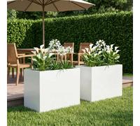 vidaXL Jardinières pour plantes, lot de 2, blanches, 60 x 40 x 50 cm