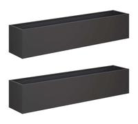 vidaXL Jardinières pour plantes, lot de 2, noir, 80 x 20 x 20 cm