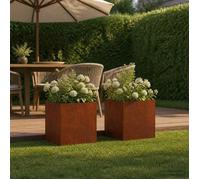 vidaXL Cache-pot de jardin 2 pc Rouillé 20 x 20 x 20 cm Acier patiné 8004937