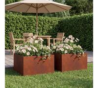 vidaXL Cache-pot de jardin 2 pc Rouillé 40 x 40 x 30 cm Acier patiné