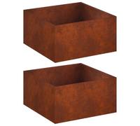 vidaXL Cache-Pot de Jardin 2 pc Rouillé 60 x 60 x 40 cm Acier patiné, Vase de Jardin Moderne, Rectangulaire, Résistant aux Intempéries, Idéal pour Fleurs et Plantes