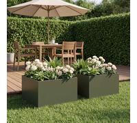 vidaXL Cache-pot de jardin 2 pc Vert olive 40 x 40 x 30 cm