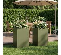 vidaXL Cache-pot de jardin 2 pc Vert olive 40 x 40 x 50 cm