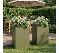 vidaXL Jardinières pour plantes, lot de 2, vert olive, 50 x 30 x 75 cm