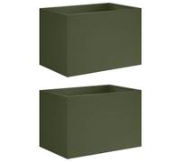 vidaXL Cache-Pot de Jardin 2 pc Vert Olive 50 x 40 x 40 cm, Vase de Jardin Moderne, Rectangulaire, Résistant aux Intempéries, Idéal pour Fleurs et Plantes