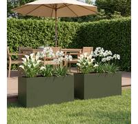 vidaXL Jardinières pour plantes, lot de 2, vert olive, 80 x 30 x 40 cm