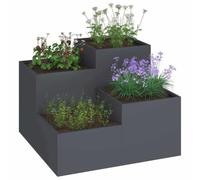 vidaXL Pot de fleurs de jardin anthracite 80 x 80 x 60 cm acier