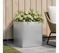 vidaXL Cache-Pot de Jardin Argenté 35 x 35 x 35 cm Acier galvanisé, Vase de Jardin Moderne, Rectangulaire, Résistant aux Intempéries, Idéal pour Fleurs et Plantes