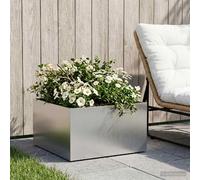 vidaXL Cache-pot de jardin Argenté 40 x 40 x 30 cm Acier inoxydable