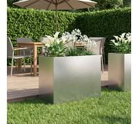 vidaXL Cache-pot de jardin Argenté 60 x 30 x 40 cm Acier inoxydable
