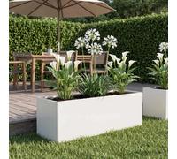 vidaXL Cache-pot de jardin Blanc 40 x 20 x 20 cm Acier laminé à froid