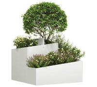 vidaXL Bac à plantes de jardin blanc 60 x 60 x 50 cm Acier laminé à froid