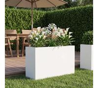 vidaXL Cache-pot de jardin Blanc 80 x 30 x 40 cm Acier laminé à froid