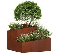 vidaXL Cache-Pot de Jardin Marron 60 x 60 x 50 cm Acier patiné, Jardin et Terrasse, Jardinière en métal Moderne pour l'extérieur, Accessoires de Patio, Style Contemporain