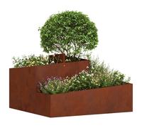 vidaXL Pot de jardin d'extérieur, aspect rouille, 80 x 80 x 50 cm, acier résistant aux intempéries