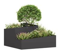 vidaXL Bac à plantes de jardin noir 80 x 80 x 50 cm acier laminé à froid