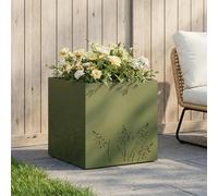 vidaXL Jardinière pour plantes, vert olive, 50 x 50 x 49 cm, acier laminé à froid