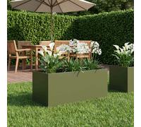 vidaXL Jardinière pour l'extérieur, vert olive, 80 x 40 x 40 cm, en acier laminé à froid