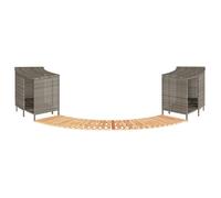 vidaXL Bordure de baignoire balnéo Gris Poly rotin et bois massif Acacia