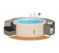 vidaXL Cadre de bain à remous gris résine tressée bois massif d'acacia enceinte de bain à remous enceinte de spa enceinte 365615