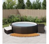 vidaXL Bordure de baignoire balnéo noire Poly-Rattan et bois massif Acacia