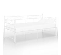 vidaXL Cadre de Canapé-lit Extensible Lit d’Invité Lit Superposé Simple Lit d'Appoint Salon Chambre à Coucher Intérieur Blanc Métal 90x200 cm