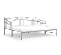 vidaXL Cadre de Canapé-lit Extensible Lit d’Invité Lit Superposé Simple Lit d'Appoint Salon Salle de Séjour Chambre à Coucher Gris Métal 90x200 cm