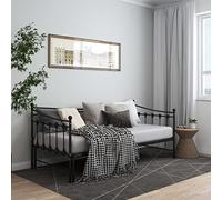 vidaXL Cadre de Canapé-lit Extensible Lit d’Invité Lit Superposé Simple Lit d'Appoint Salon Salle de Séjour Chambre à Coucher Noir Métal 90x200 cm