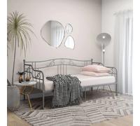vidaXL Cadre de Canapé-lit Lit d’Invité Lit Superposé Simple Lit d'Appoint Salon Salle de Séjour Chambre à Coucher Intérieur Gris Métal 90x200 cm
