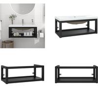 vidaXL Cadre de lavabo de salle de bain avec lavabo noir Fer - Cadre de lavabo - Cadre de lavabo - Cadre de lavabo