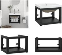 vidaXL Cadre de lavabo de salle de bain avec lavabo noir Fer - Cadre de lavabo - Cadre de lavabo - Cadre de lavabo