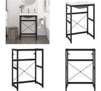 vidaXL Cadre de lavabo de salle de bain avec lavabo noir Fer - Cadre de lavabo - Cadre de lavabo - Cadre de lavabo