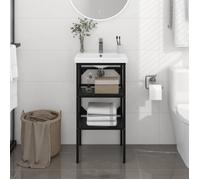 vidaXL Cadre de lavabo de salle de bain en fer noir 40 x 38 x 83 cm