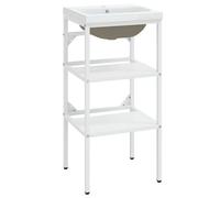 vidaXL Cadre de lavabo de salle de bain vasque à encastrer Blanc Fer