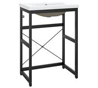 vidaXL Cadre de lavabo de salle de bain vasque à encastrer Noir Fer, cadre de lavabo, meuble de salle de bain, cadre console de lavabo
