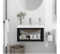 vidaXL Cadre de lavabo 3101383 – Console en fer Noir pour vasque à encastrer