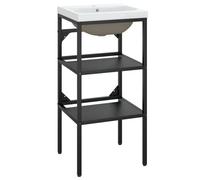 vidaXL Cadre de lavabo de salle de bain vasque ¿¿ encastrer Noir Fer