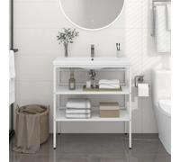 vidaXL Cadre de lavabo salle de bain - Blanc Fer