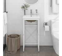 vidaXL Cadre de lavabo de salle de bain vasque à encastrer Blanc Fer