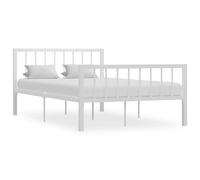 vidaXL Cadre de Lit Sommier à Lattes Lit Double Adulte Cadre à Lattes sur Pied Chambre à Coucher Maison Intérieur Blanc Métal 120x200 cm