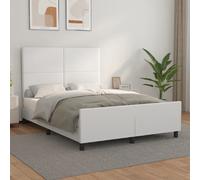 VidaXL Cadre de lit - 140x200 cm - Similicuir Blanc