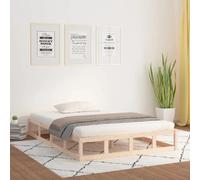 vidaXL Cadre de Lit Sommier à Lattes Lit Double Lit Adulte Cadre à Lattes sur Pied Chambre à Coucher Intérieur 200x200 cm Bois Massif