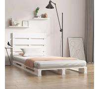 vidaXL Bedframe zonder matras massief grenenhout wit 75x190 cm3120158 Blanc G