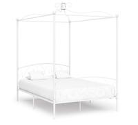 vidaXL Cadre de lit à baldaquin Blanc Métal 120 x 200 cm Blanc