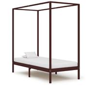 vidaXL Cadre de lit à baldaquin Pin massif Marron foncé 90 x 200 cm Marron G