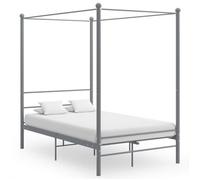 vidaXL Cadre de lit à baldaquin sans matelas gris métal 140x200 cm
