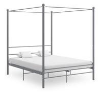 vidaXL Cadre de lit à baldaquin sans matelas gris métal 160x200 cm